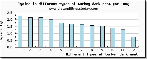 turkey dark meat lysine per 100g